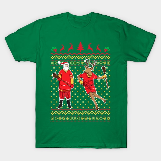 Lacrosse LaX Santa Reindeer Ugly Christmas T-Shirt by E